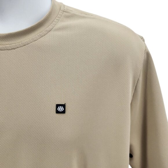 686 Mens Large Shirt Mesh Recycled Polyester Tan Stretch Athleisure Activewear - Picture 3 of 8